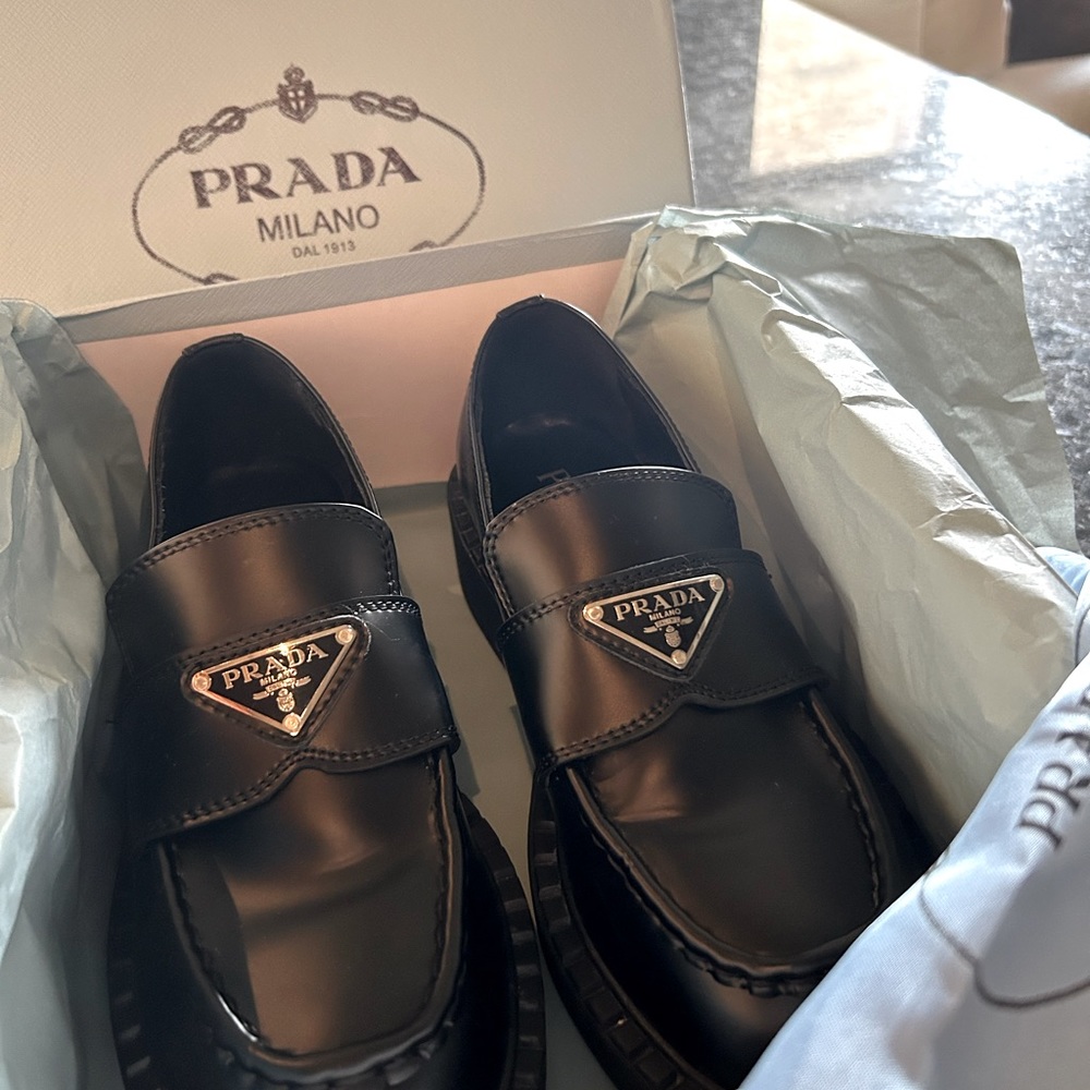 Prada Brushed Leather Loafers Size 37